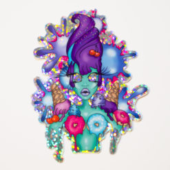 I SCREAM 4 DONUTS Holographic Glitter Sticker by William Scott