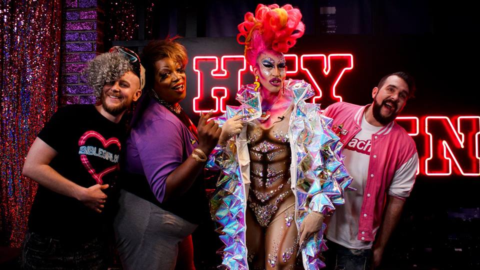 Lady red couture out of drag